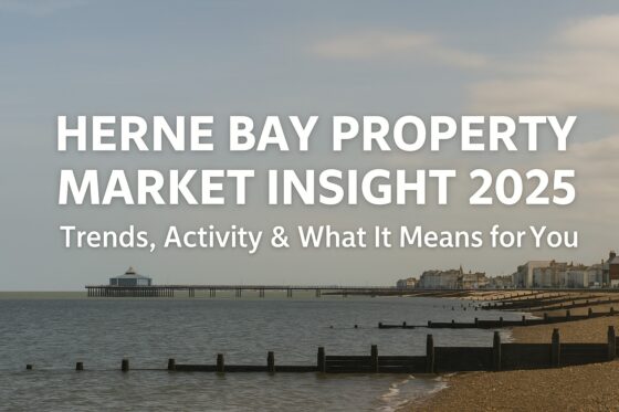 Banner image showing Herne Bay property market trends and housing outlook for 2025 with coastal theme