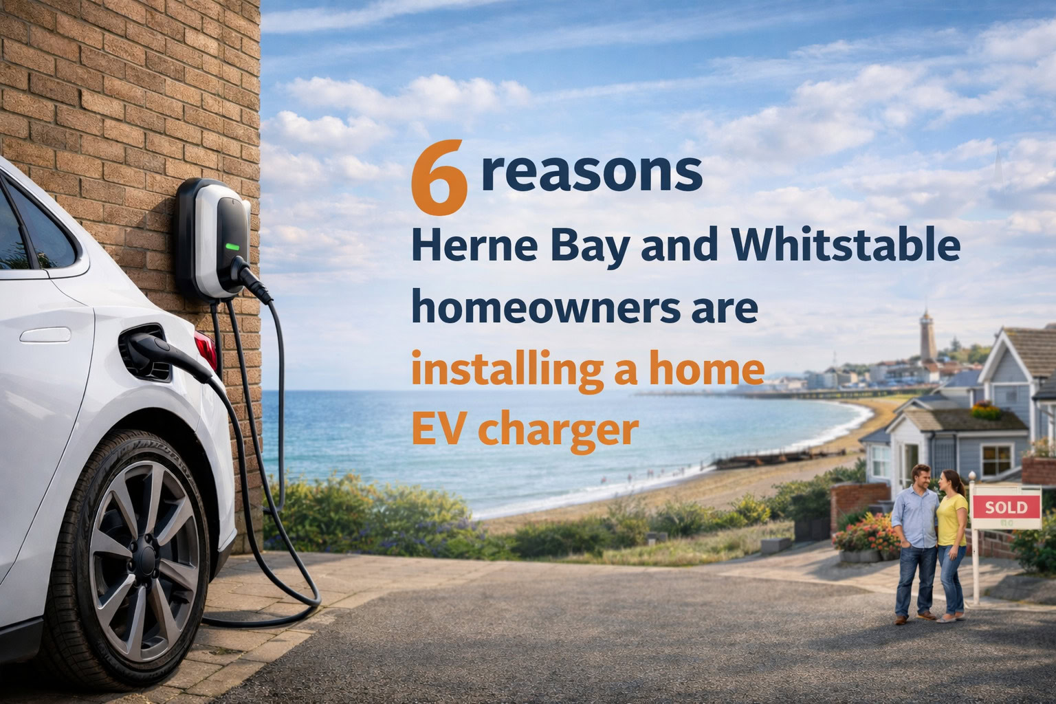 Electric car charging at a home in Herne Bay and Whitstable, showing the benefits of installing a home EV charger
